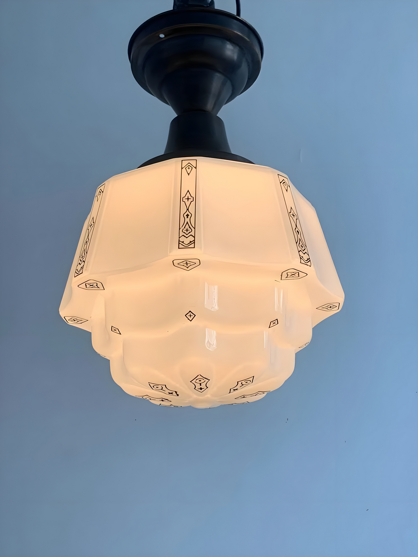 Geometrica I - Vintage Art-Deco Brass and Class Ceiling Light