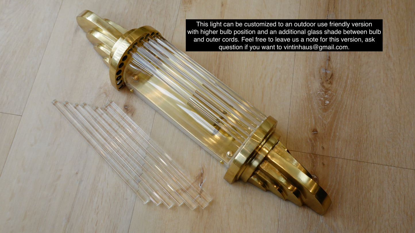 Vertigo - Linear Vintage Industrial Brass and Glass Wall Lamp