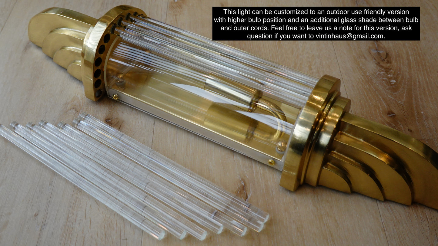 Vertigo - Linear Vintage Industrial Brass and Glass Wall Lamp