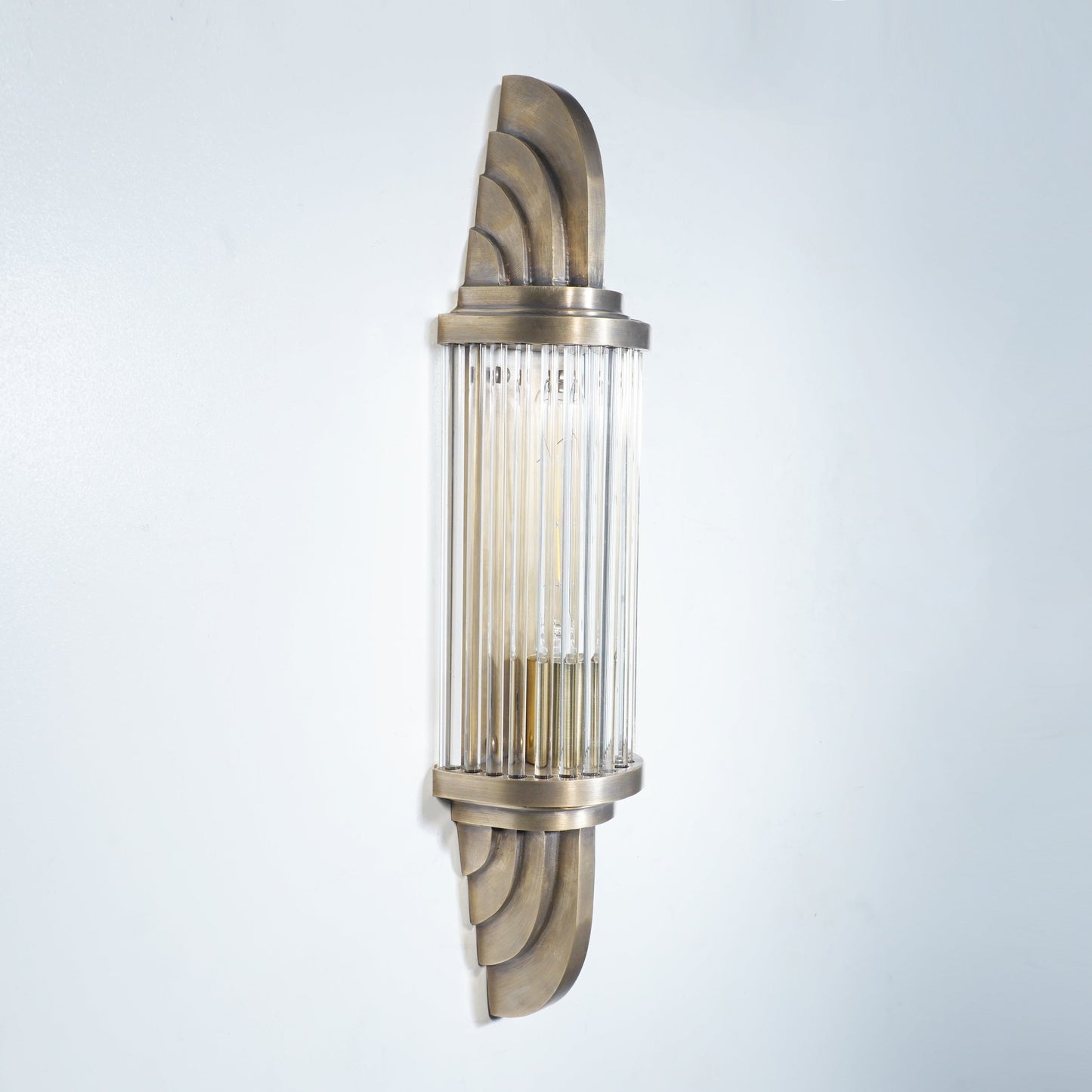 Vertigo - Linear Vintage Industrial Brass and Glass Wall Lamp
