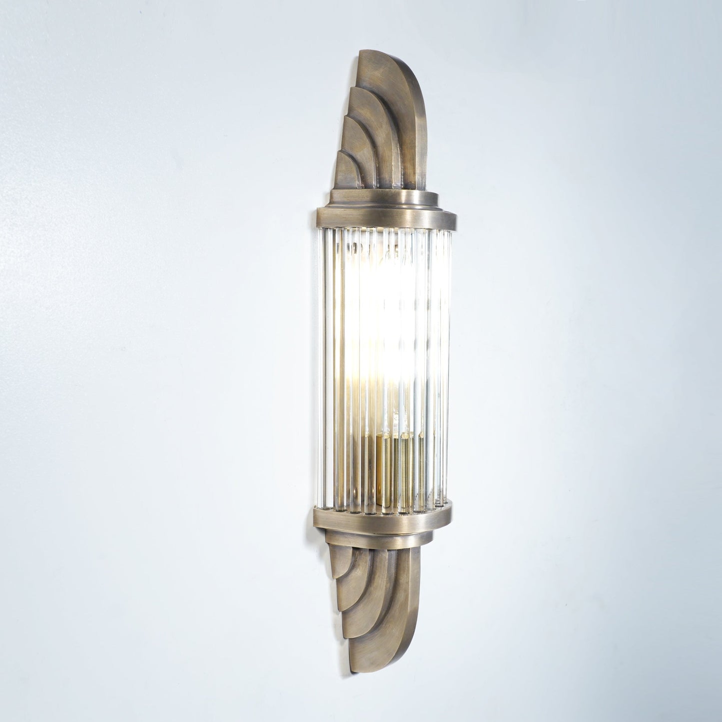 Vertigo - Linear Vintage Industrial Brass and Glass Wall Lamp