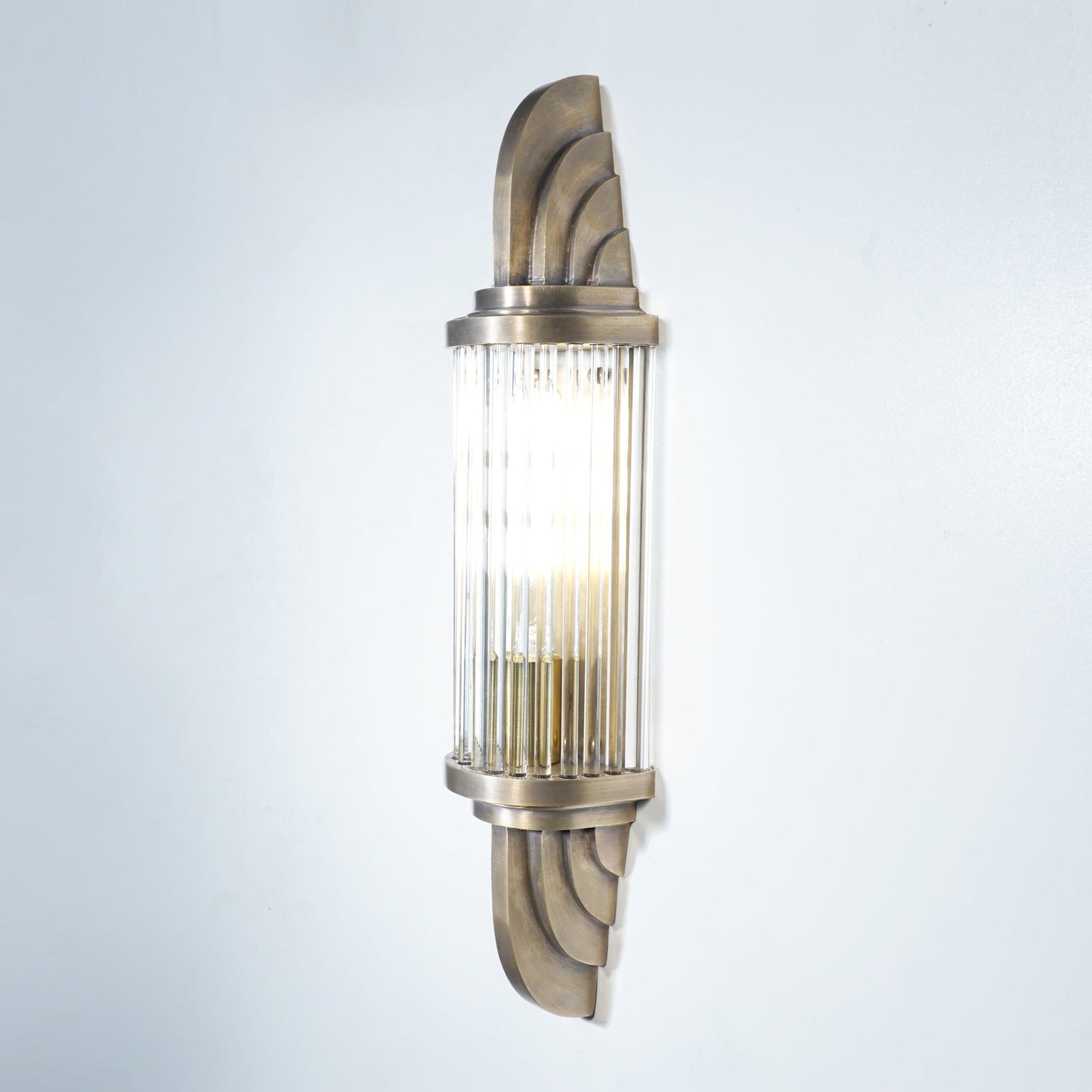 Vertigo - Linear Vintage Industrial Brass and Glass Wall Lamp