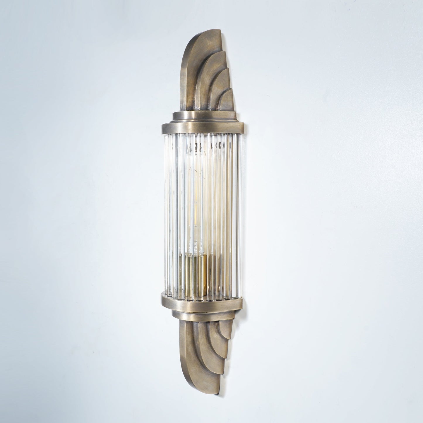 Vertigo - Linear Vintage Industrial Brass and Glass Wall Lamp