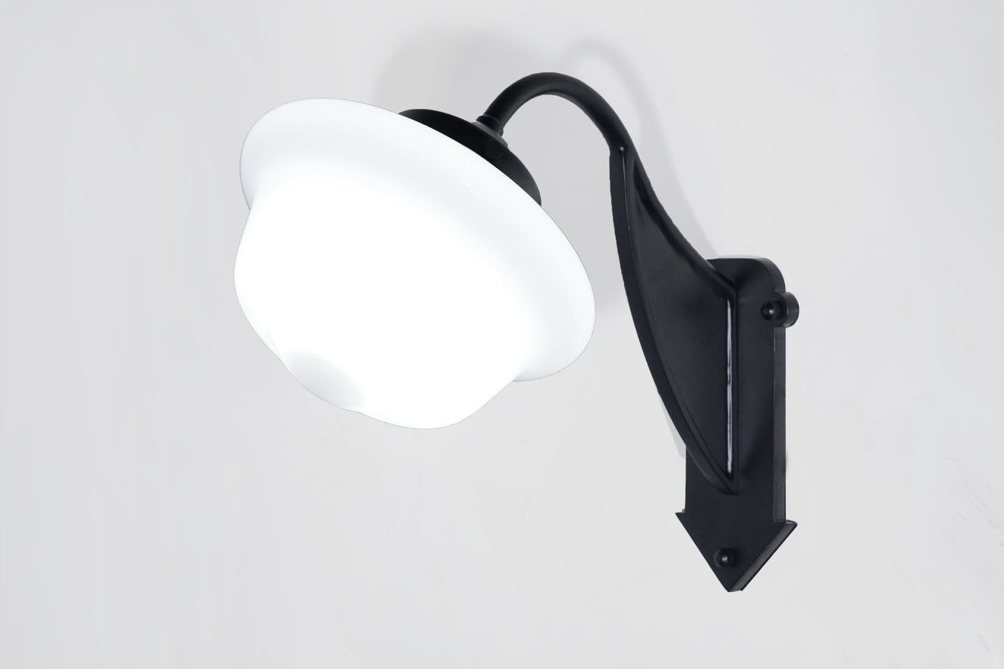 Ebon - Vintage Art Deco Iron Wall Sconce with White Jade Glass
