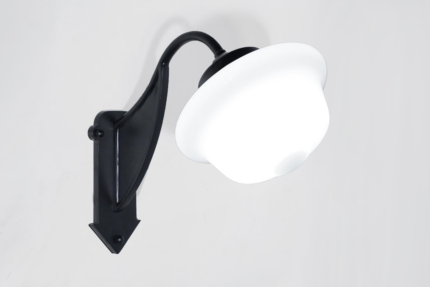 Ebon - Vintage Art Deco Iron Wall Sconce with White Jade Glass