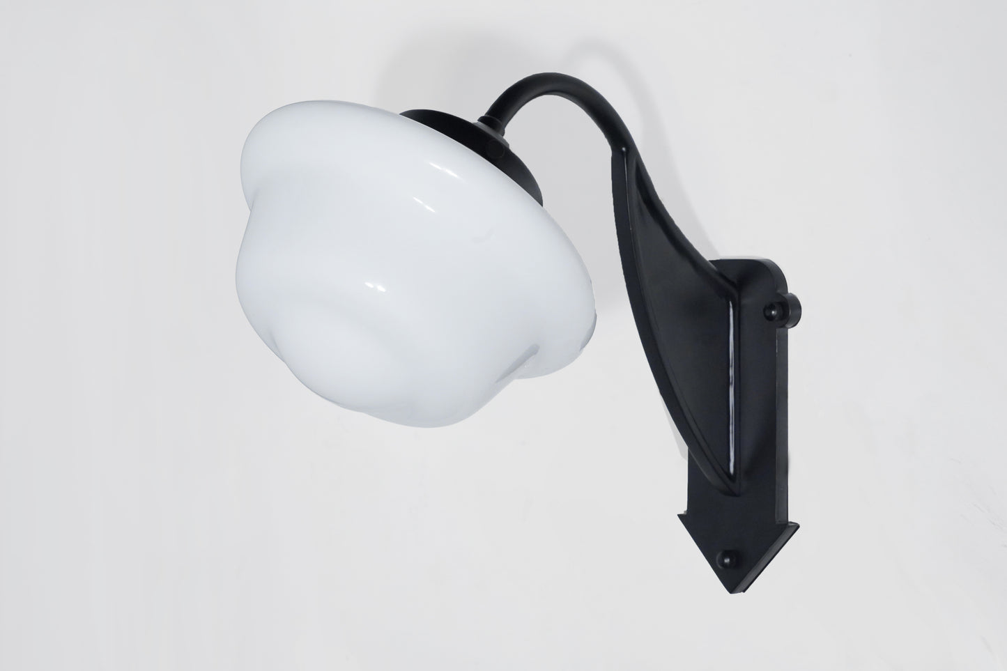 Ebon - Vintage Art Deco Iron Wall Sconce with White Jade Glass