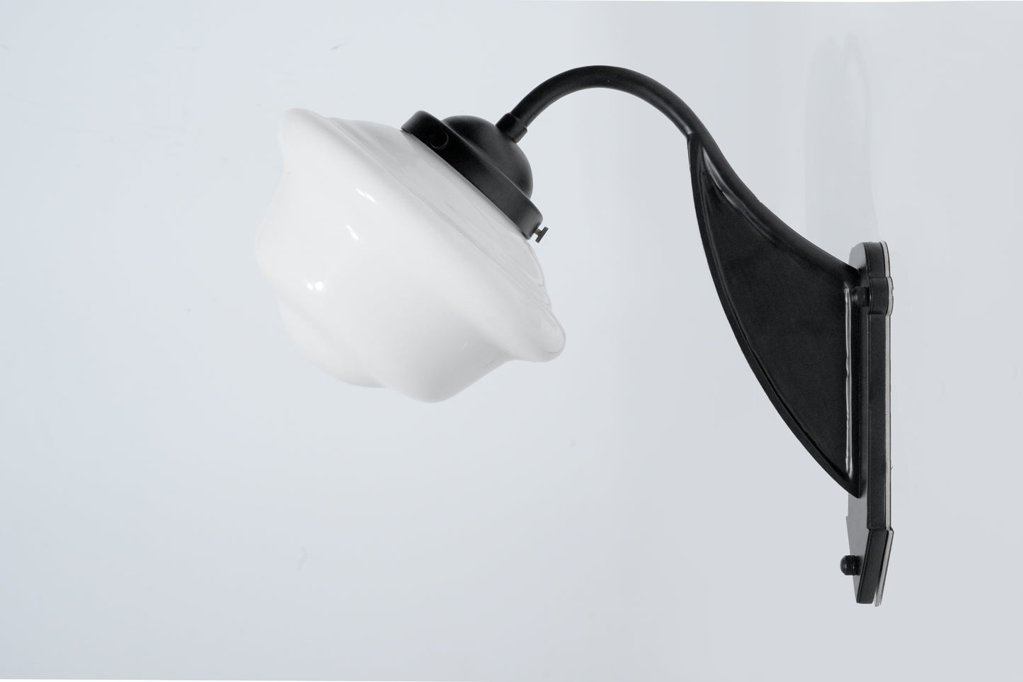 Ebon - Vintage Art Deco Iron Wall Sconce with White Jade Glass