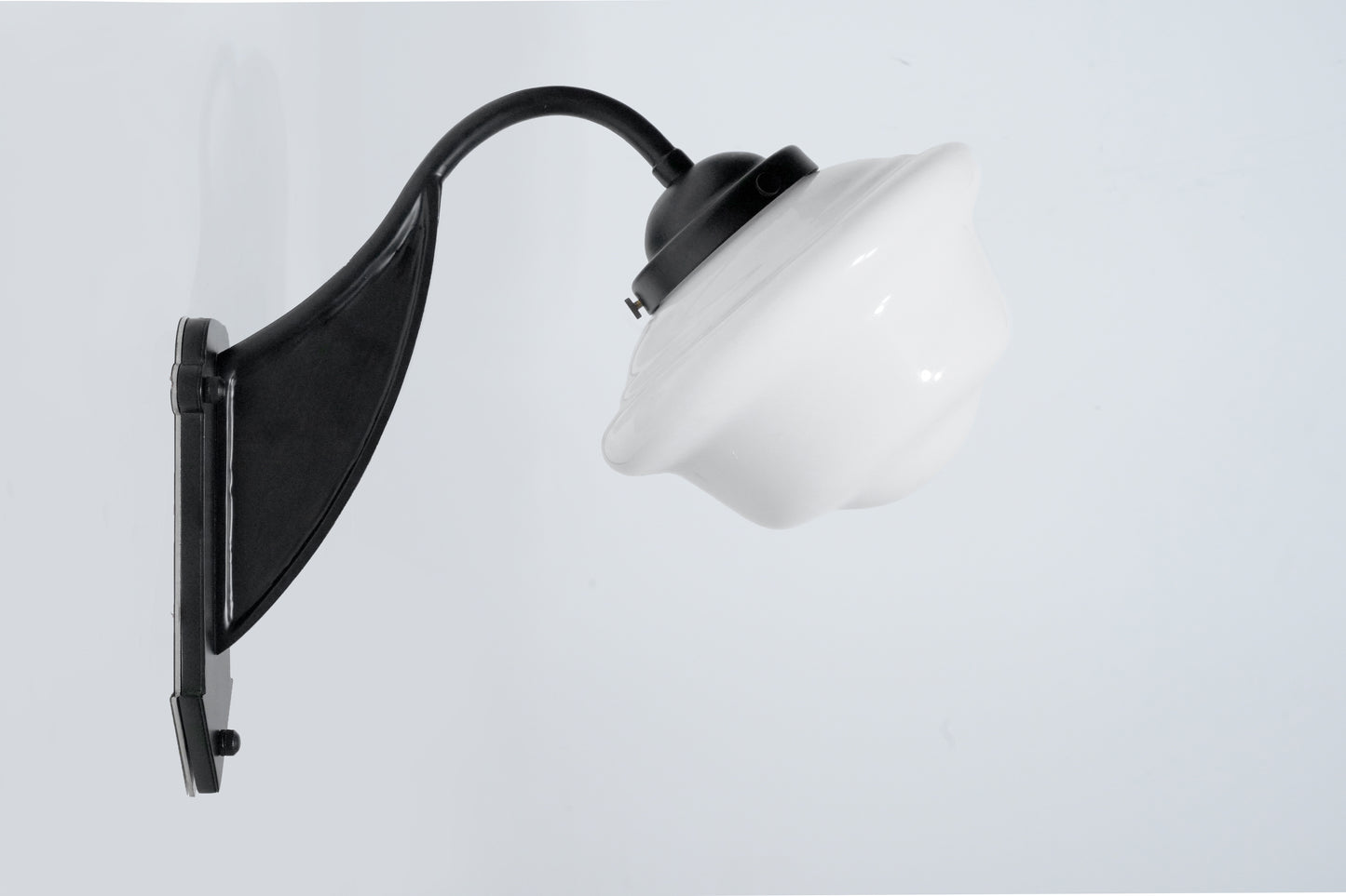 Ebon - Vintage Art Deco Iron Wall Sconce with White Jade Glass