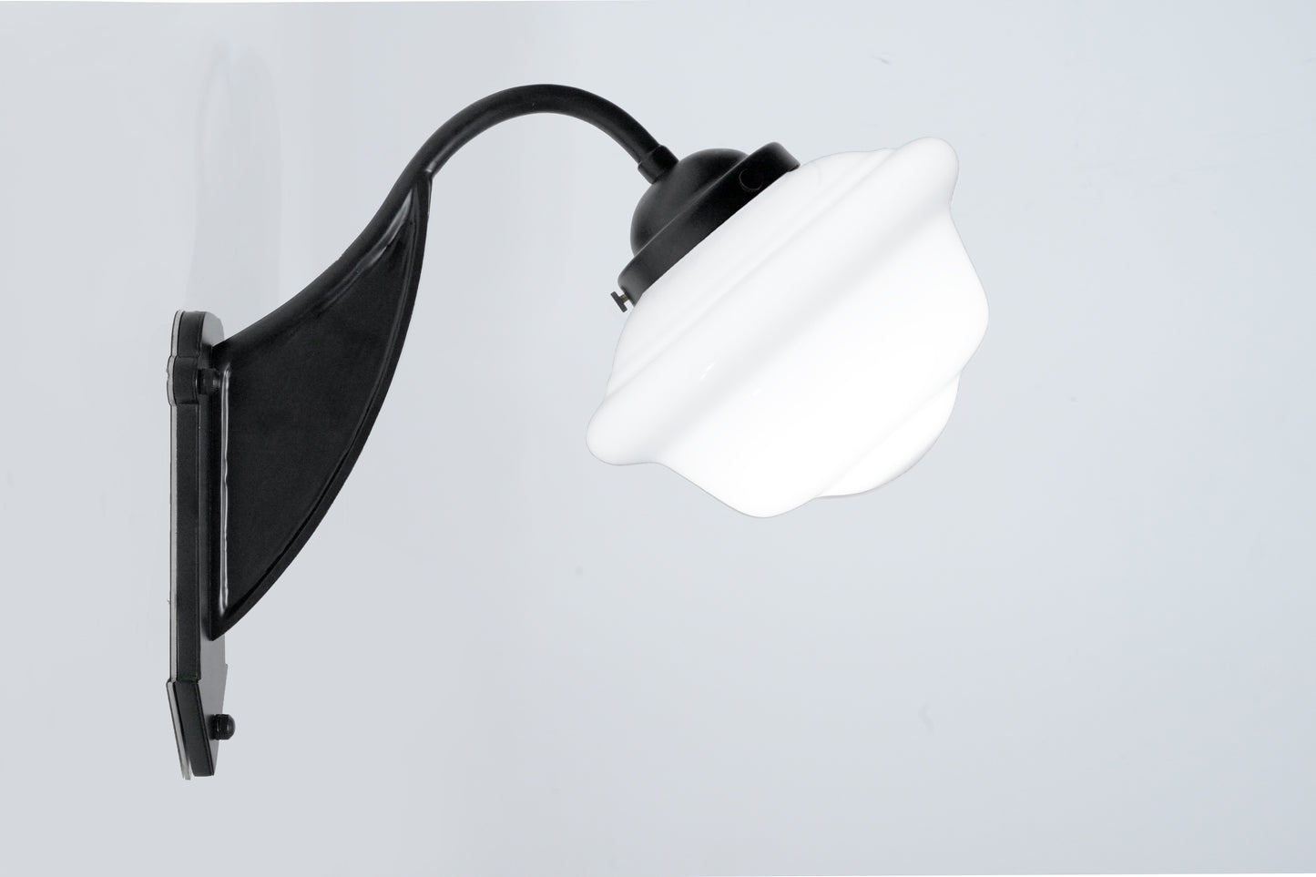 Ebon - Vintage Art Deco Iron Wall Sconce with White Jade Glass