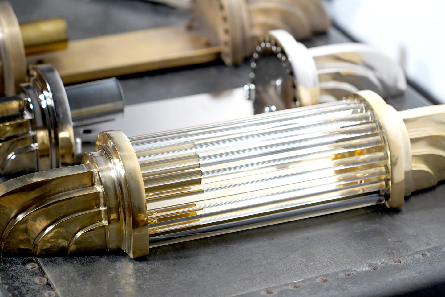 Vertigo - Linear Vintage Industrial Brass and Glass Wall Lamp