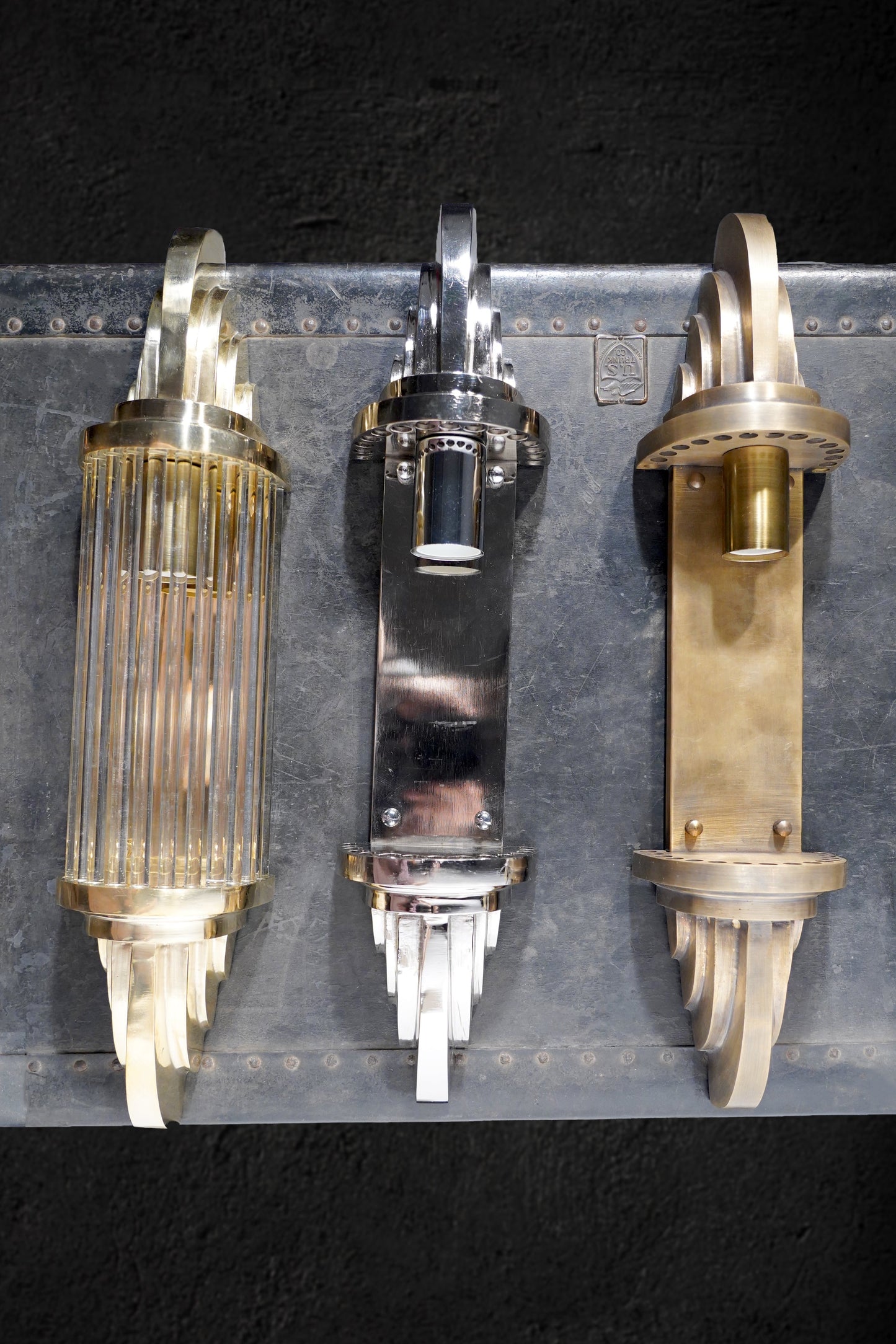 Vertigo - Linear Vintage Industrial Brass and Glass Wall Lamp