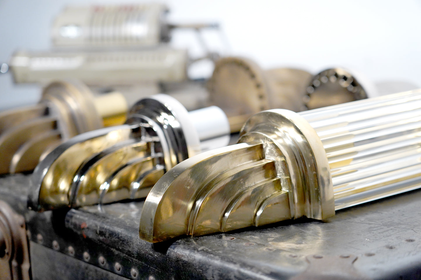 Vertigo - Linear Vintage Industrial Brass and Glass Wall Lamp