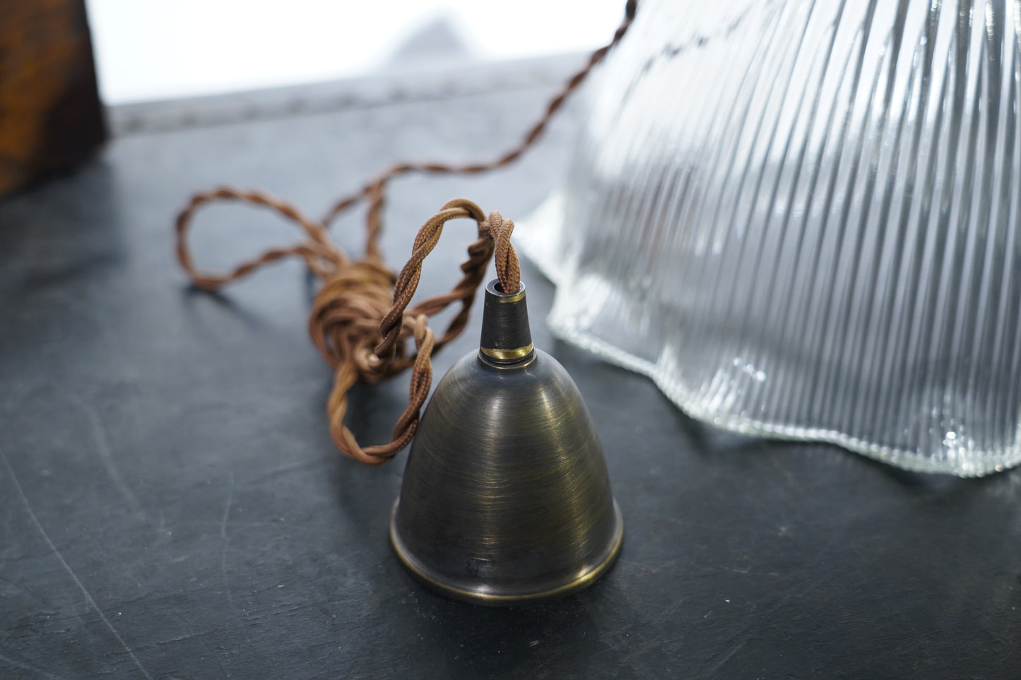 Wave Glam - Vintage Industrial Brass and Glass Pendant Lighting