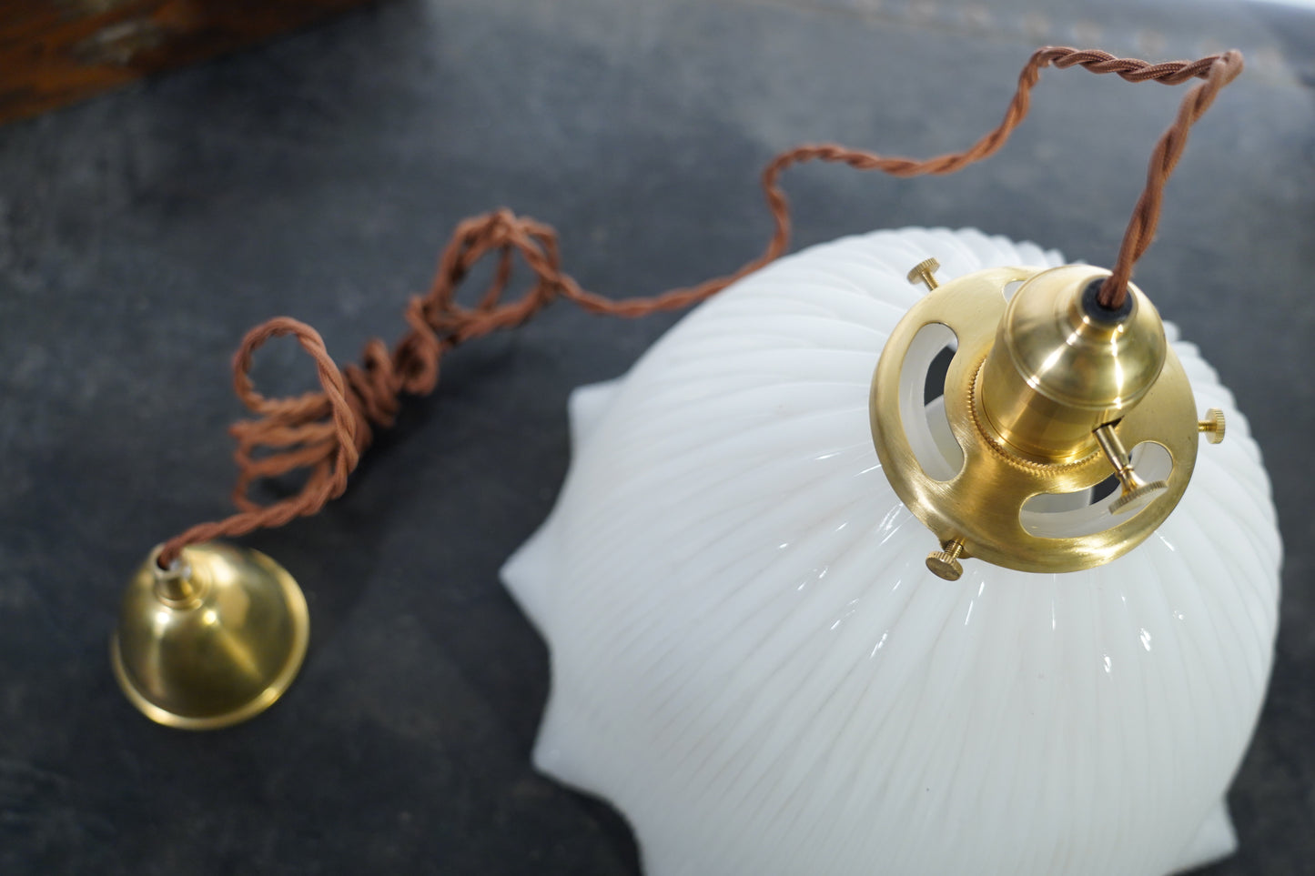 Wave Glam - Vintage Industrial Brass and Glass Pendant Lighting