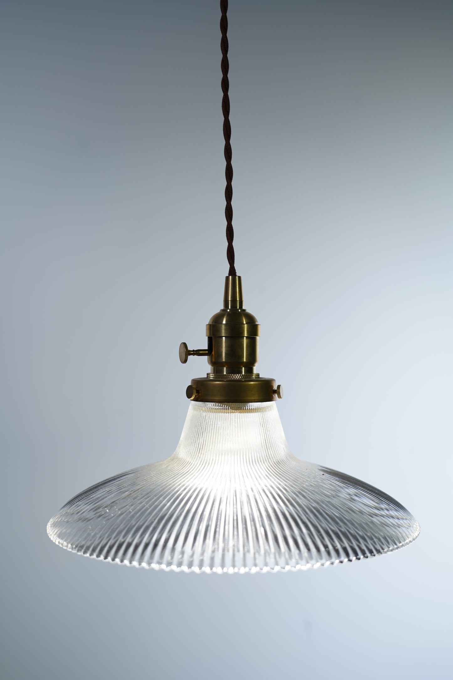 Rope Ray - Vintage Industrial Brass and Glass Pendant Light