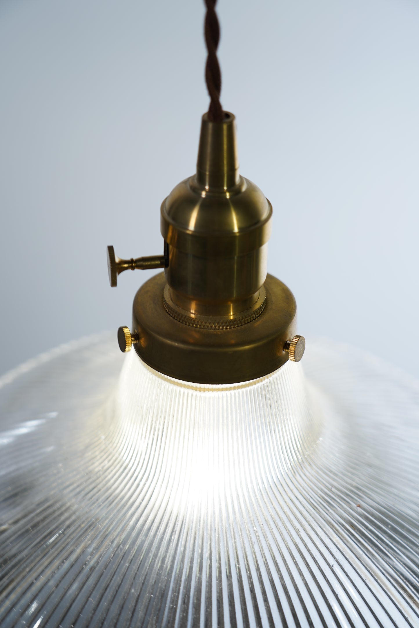 Rope Ray - Vintage Industrial Brass and Glass Pendant Light