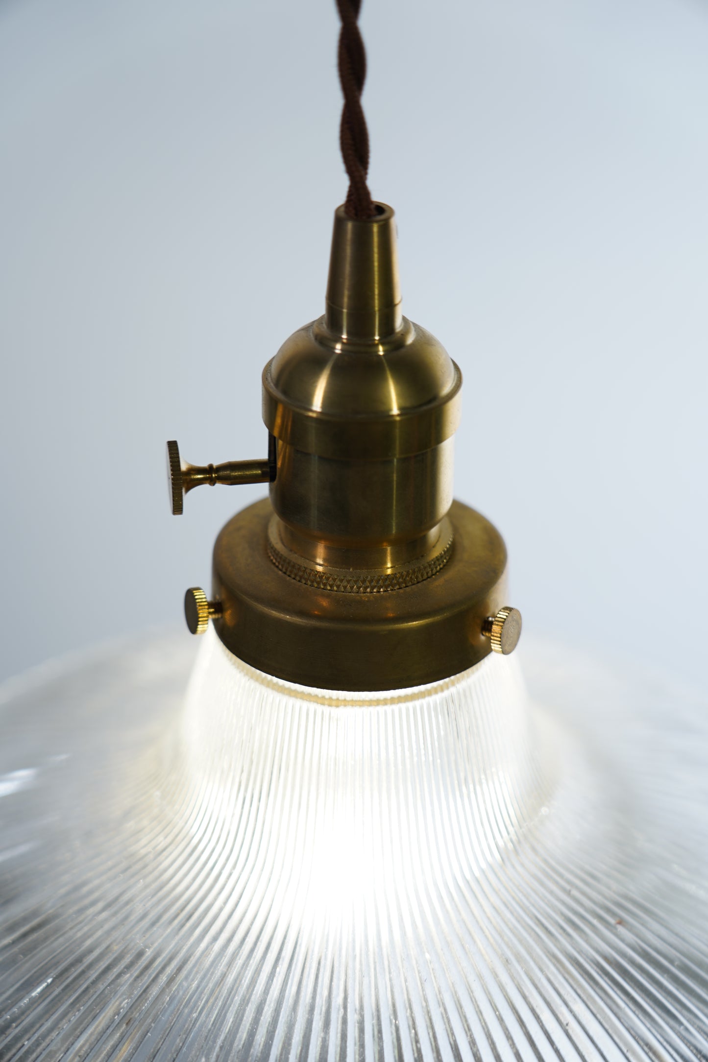 Rope Ray - Vintage Industrial Brass and Glass Pendant Light