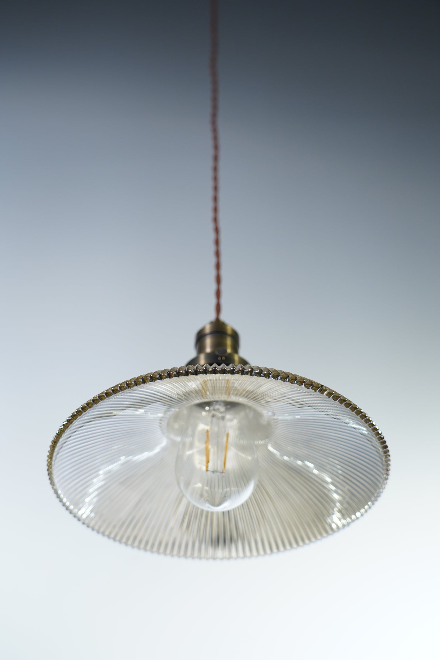 Rope Ray - Vintage Industrial Brass and Glass Pendant Light