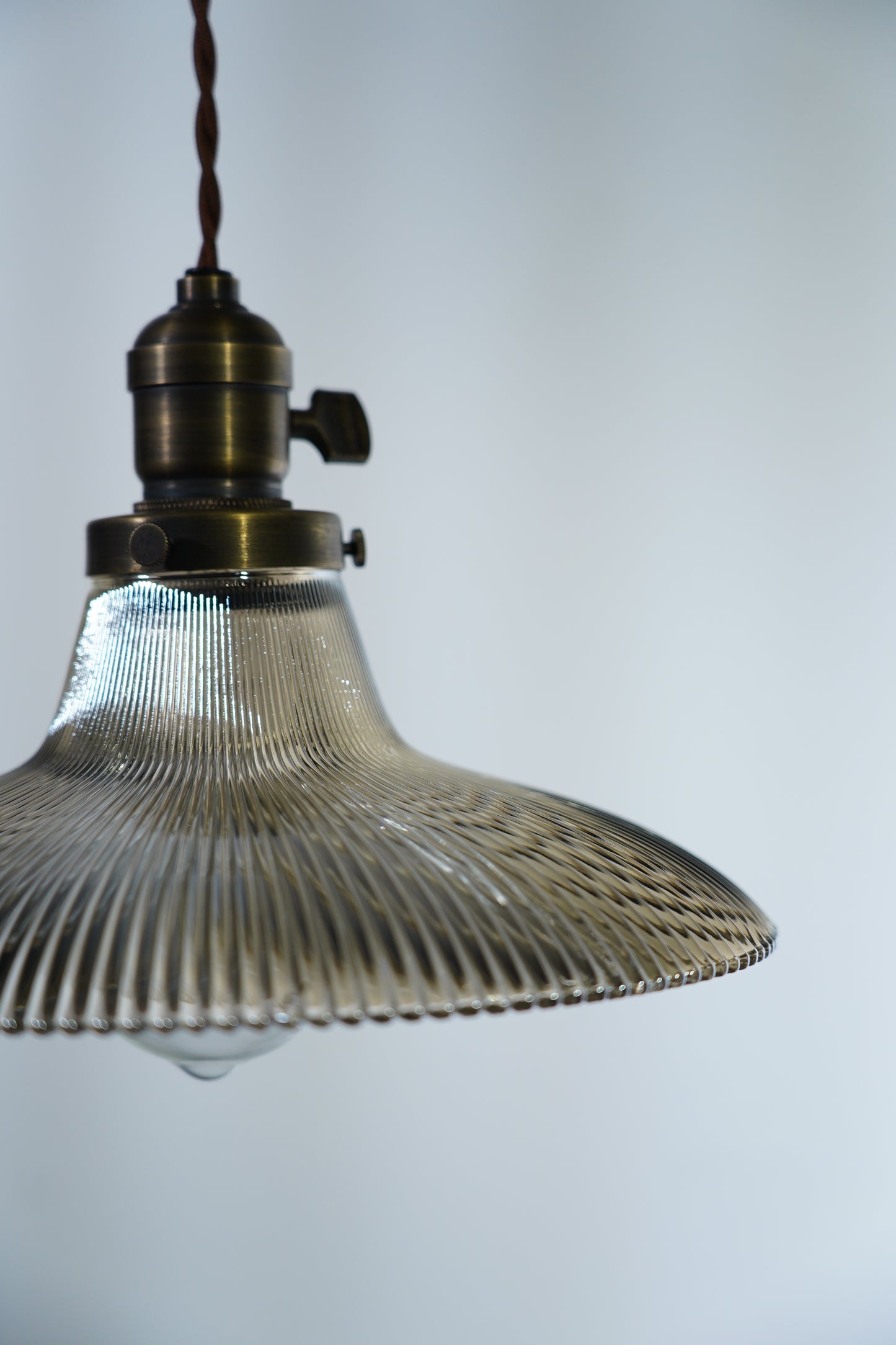 Rope Ray - Vintage Industrial Brass and Glass Pendant Light