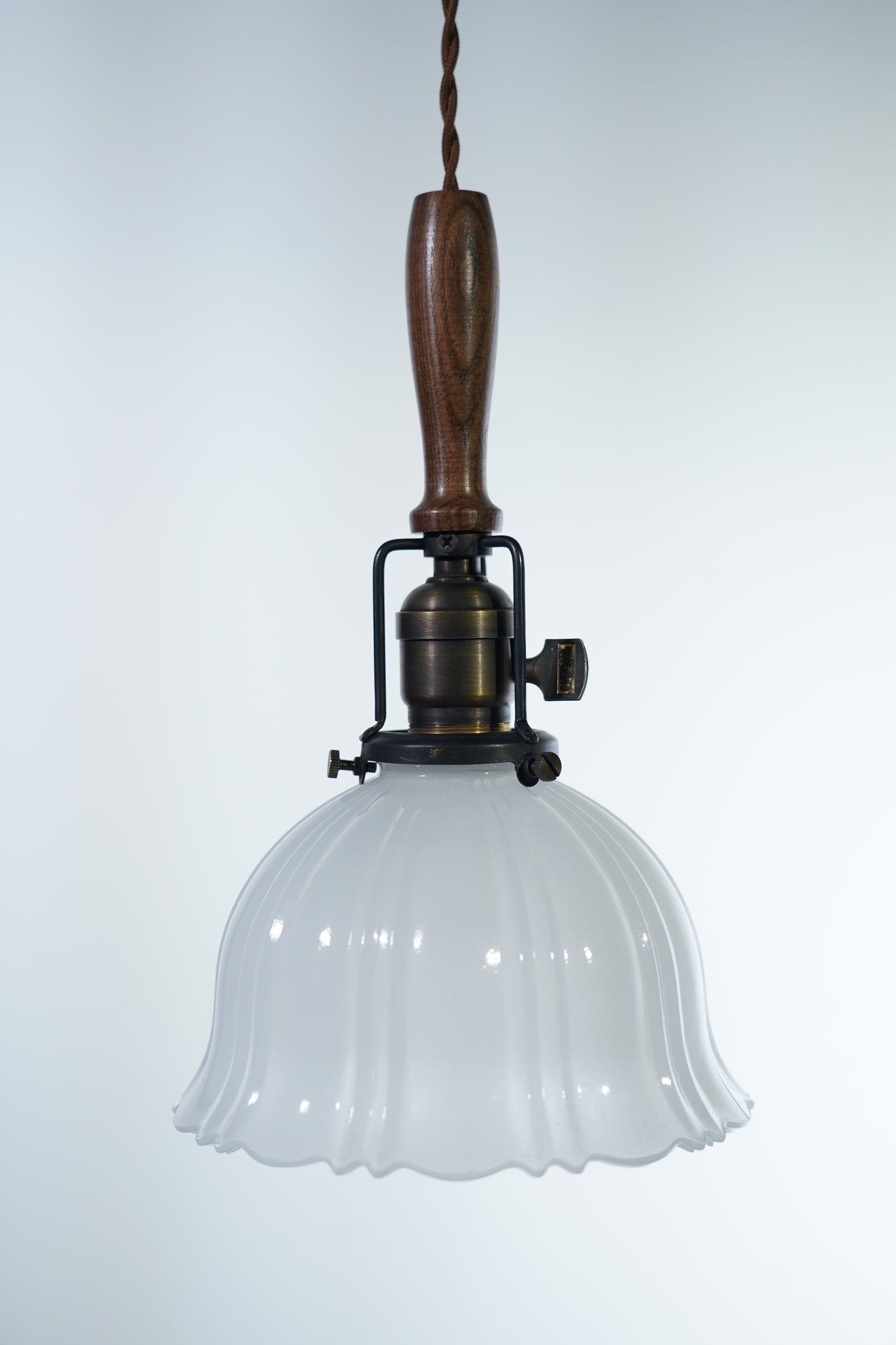 Ember - Vintage Art Deco Hanging Light White Jade Glass Lampshade