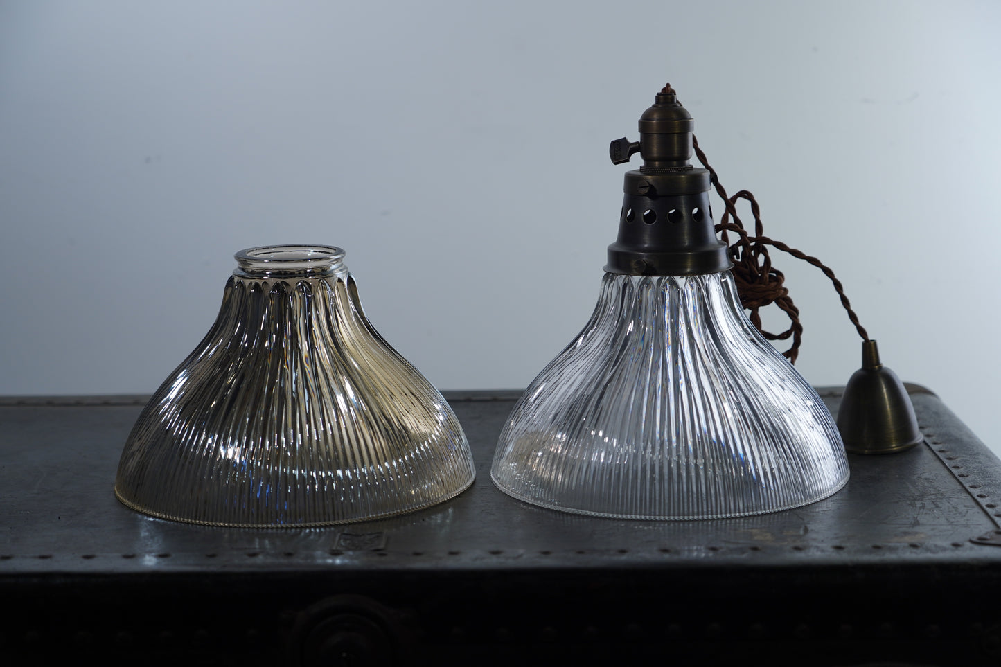 Rope Ray II - Rustic Brass and Glass Pendant Light