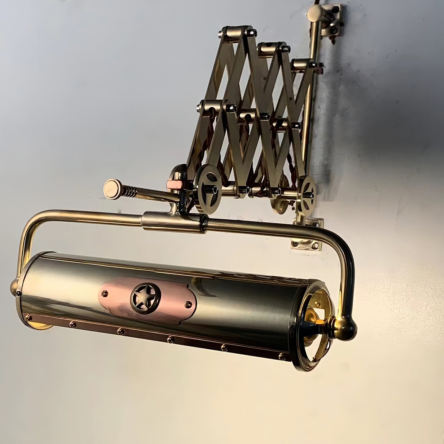 Flexi - Turnable lampshade and Adjustable Arm Vintage Industrial Brass Wall Sconce