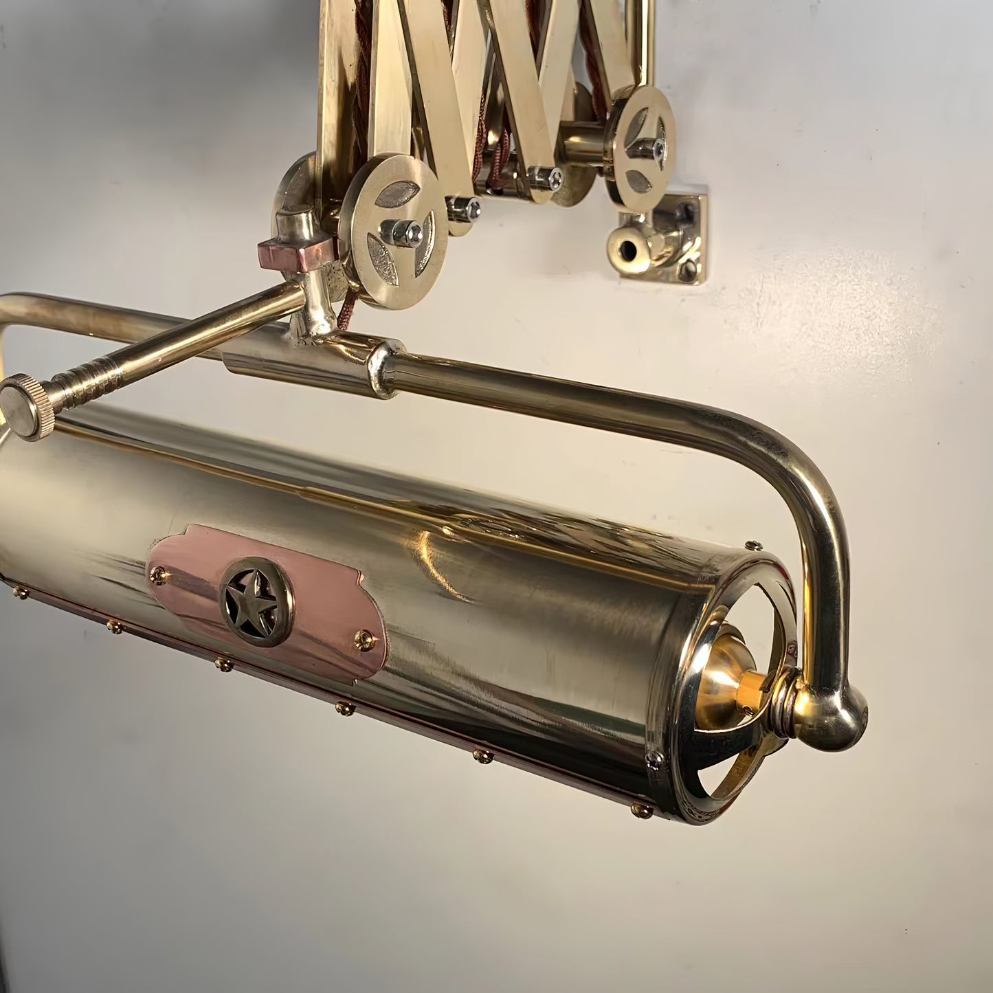 Flexi - Turnable lampshade and Adjustable Arm Vintage Industrial Brass Wall Sconce
