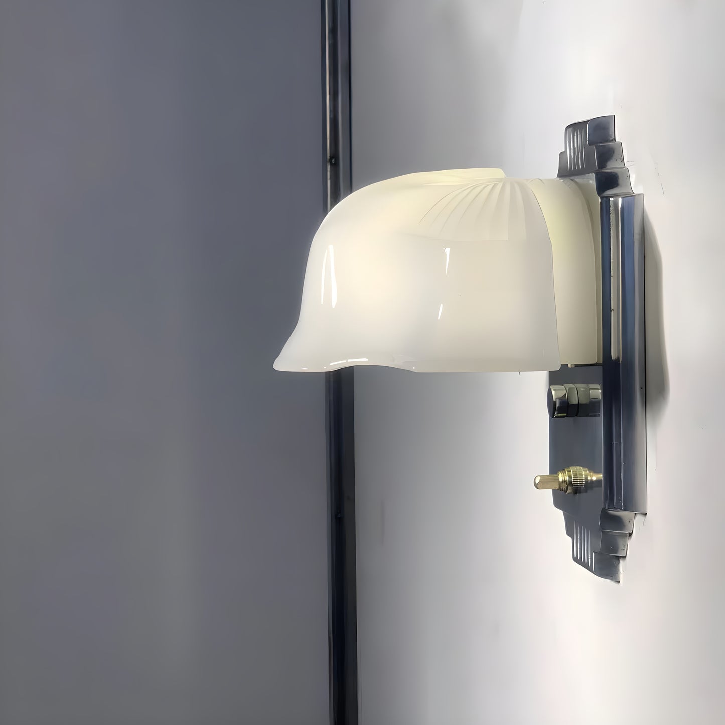Jadeite - Brass Wall Sconce with White Jade Glass Lampshade