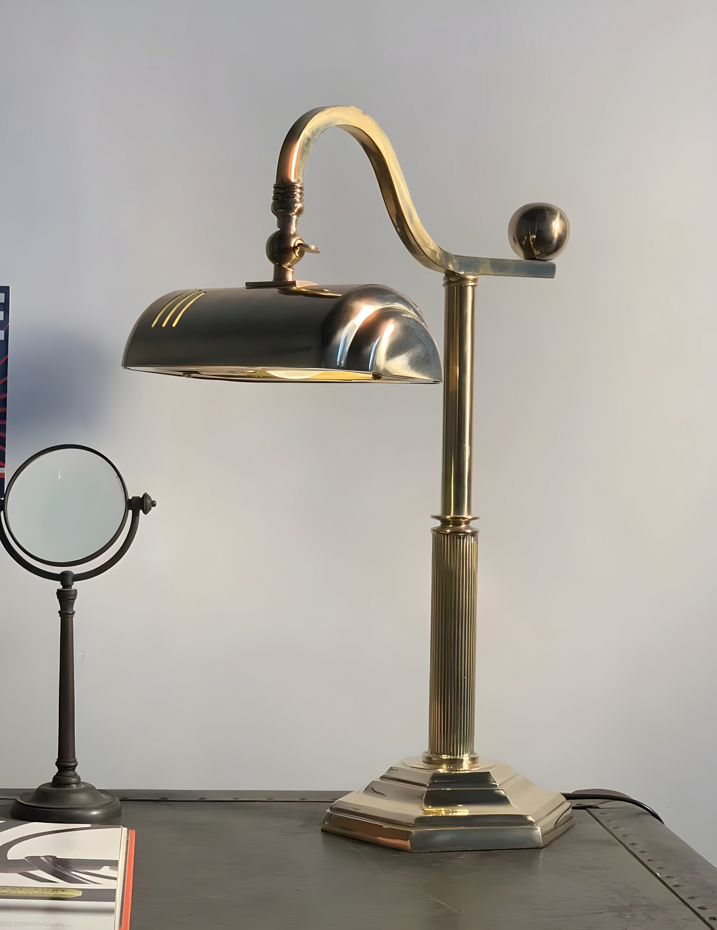 Brass Crest - Vintage Industrial Brass Table Lamp