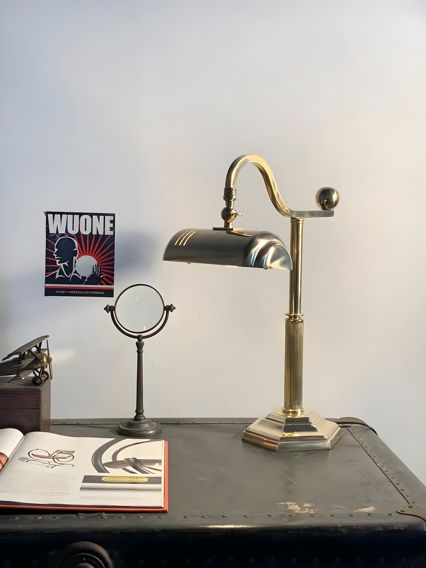 Brass Crest - Vintage Industrial Brass Table Lamp