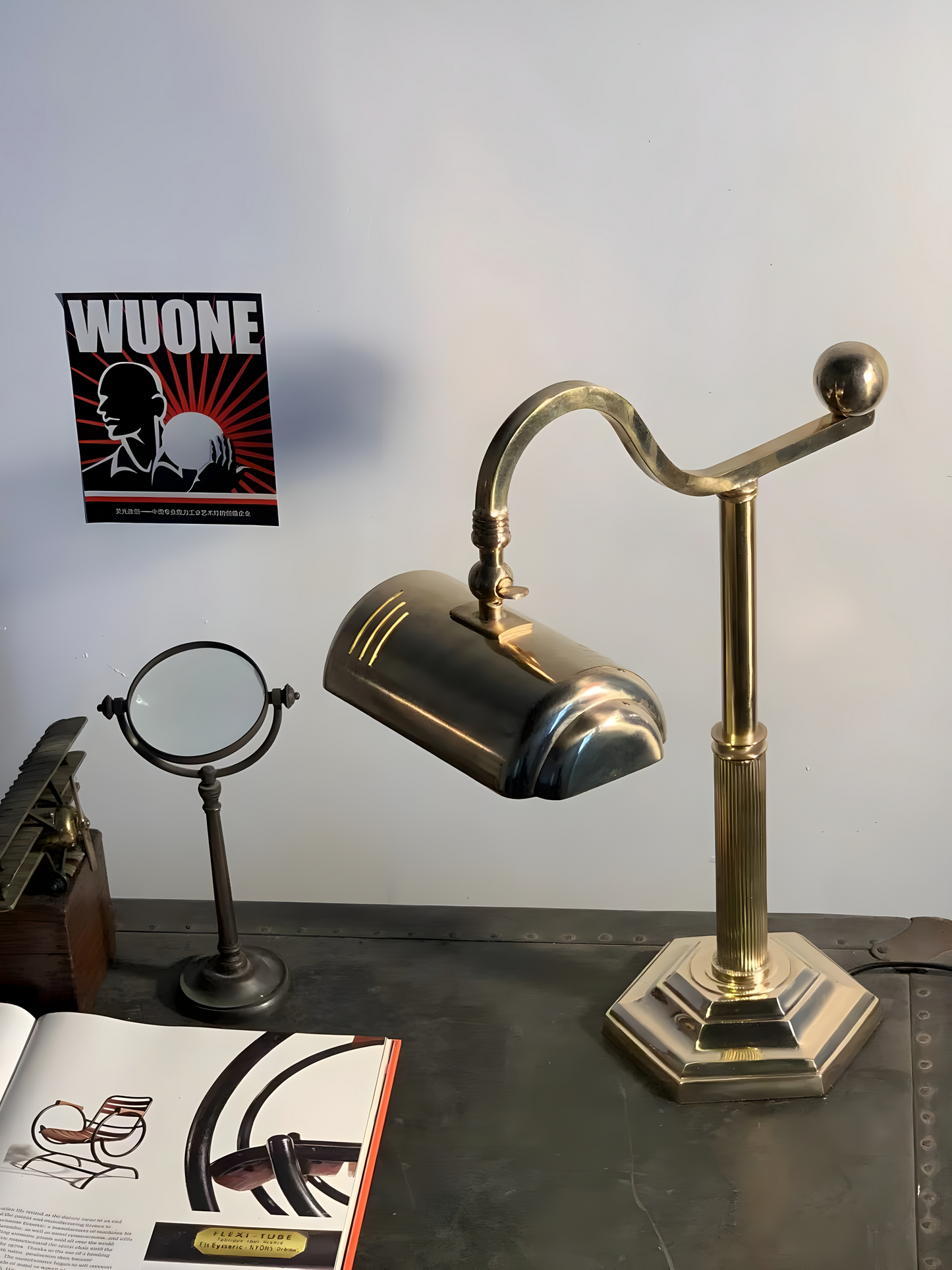 Brass Crest - Vintage Industrial Brass Table Lamp