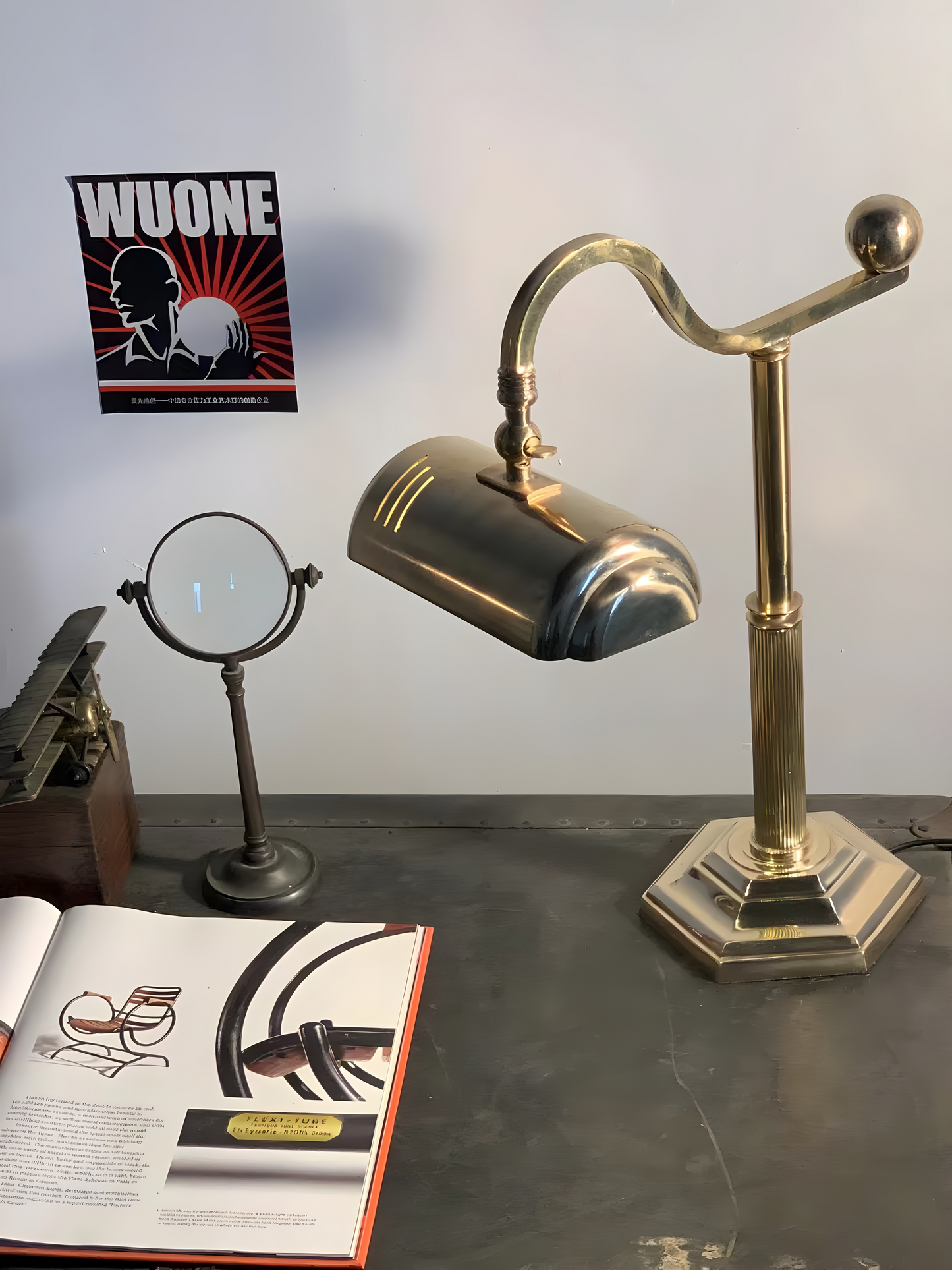 Brass Crest - Vintage Industrial Brass Table Lamp