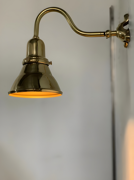 Brass Glow - Vintage Industrial Brass Arm-adjustable 5'' Shade Wall Light