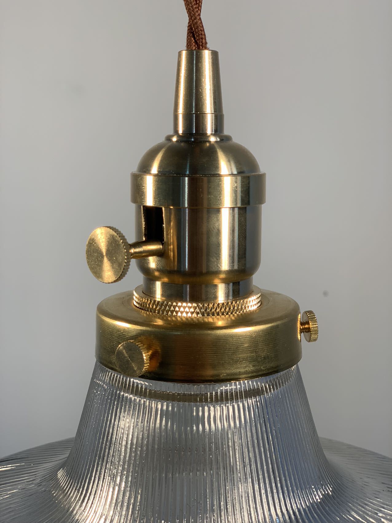 Rope Ray - Vintage Industrial Brass and Glass Pendant Light