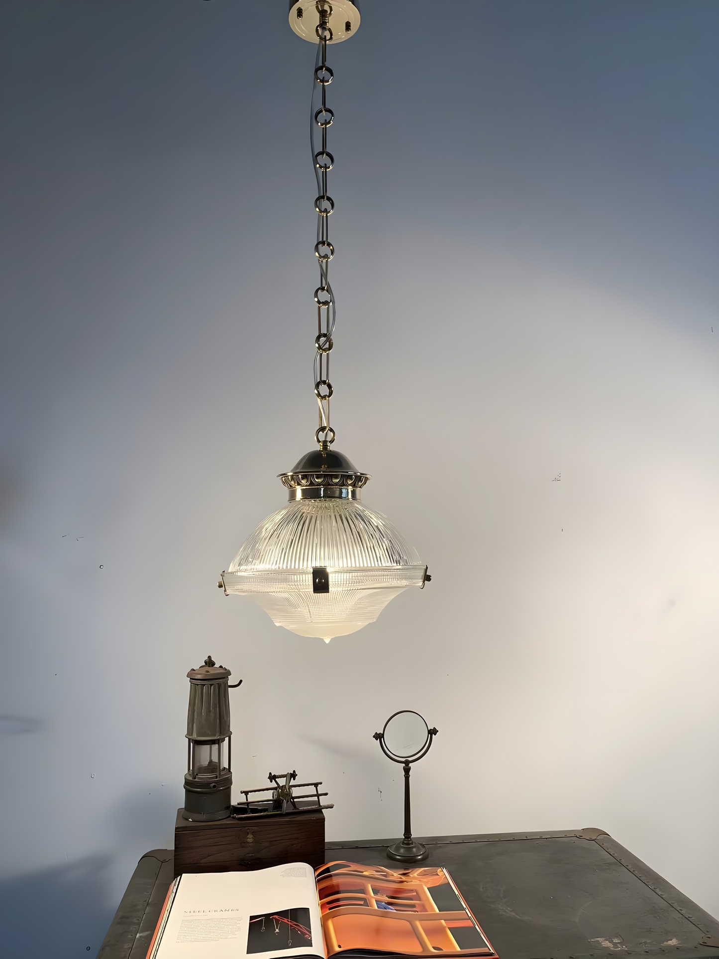 Industrial Forge - Unique Industrial Art-deco Glass Pendant