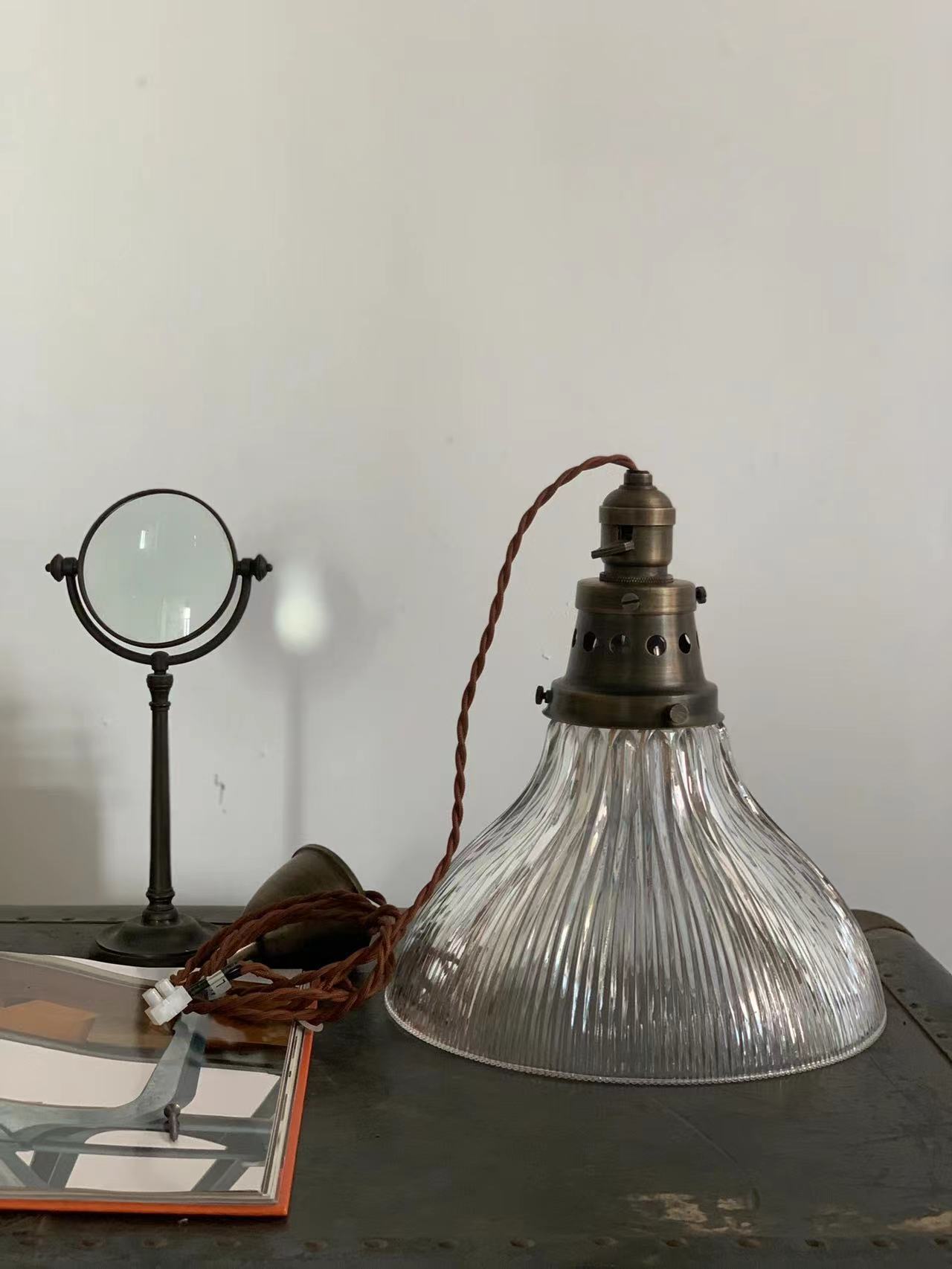 Rope Ray II - Rustic Brass and Glass Pendant Light