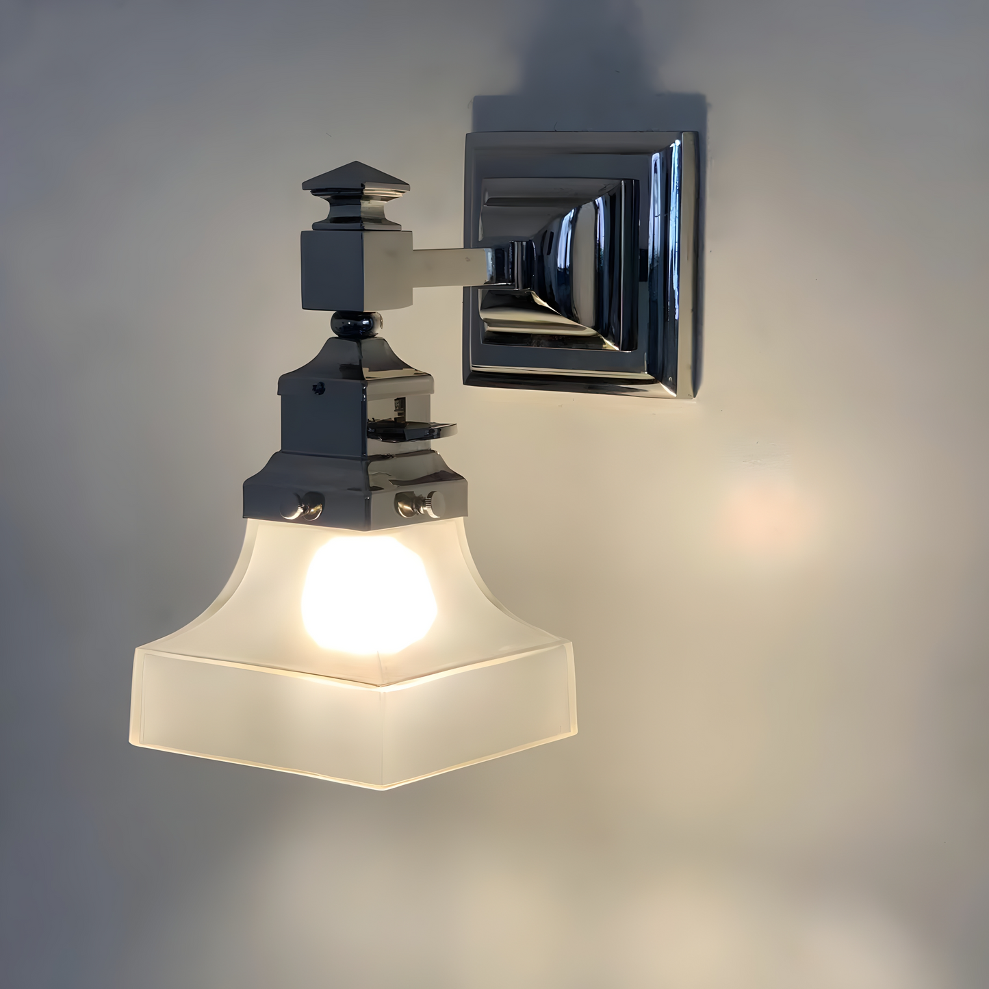 Cube Radiance - Vintage Art-deco Styled Brass and Glass 5'' Shade Wall Light