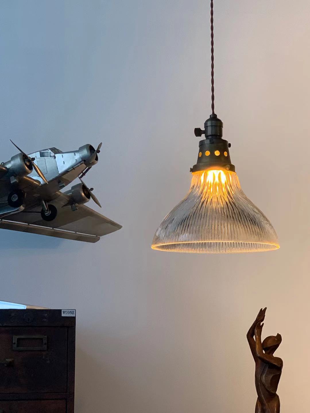 Rope Ray II - Rustic Brass and Glass Pendant Light