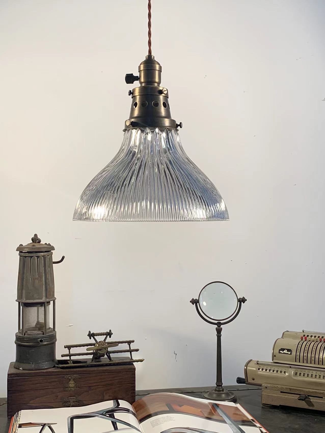 Rope Ray II - Rustic Brass and Glass Pendant Light