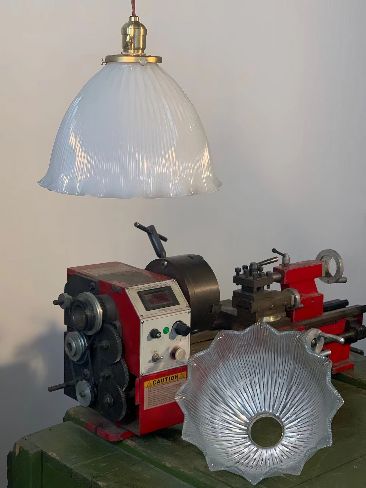 Wave Glam - Vintage Industrial Brass and Glass Pendant Lighting