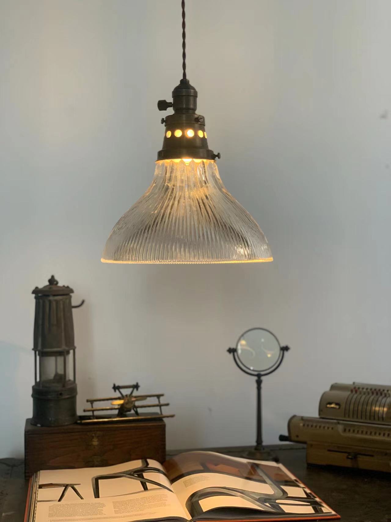 Rope Ray II - Rustic Brass and Glass Pendant Light