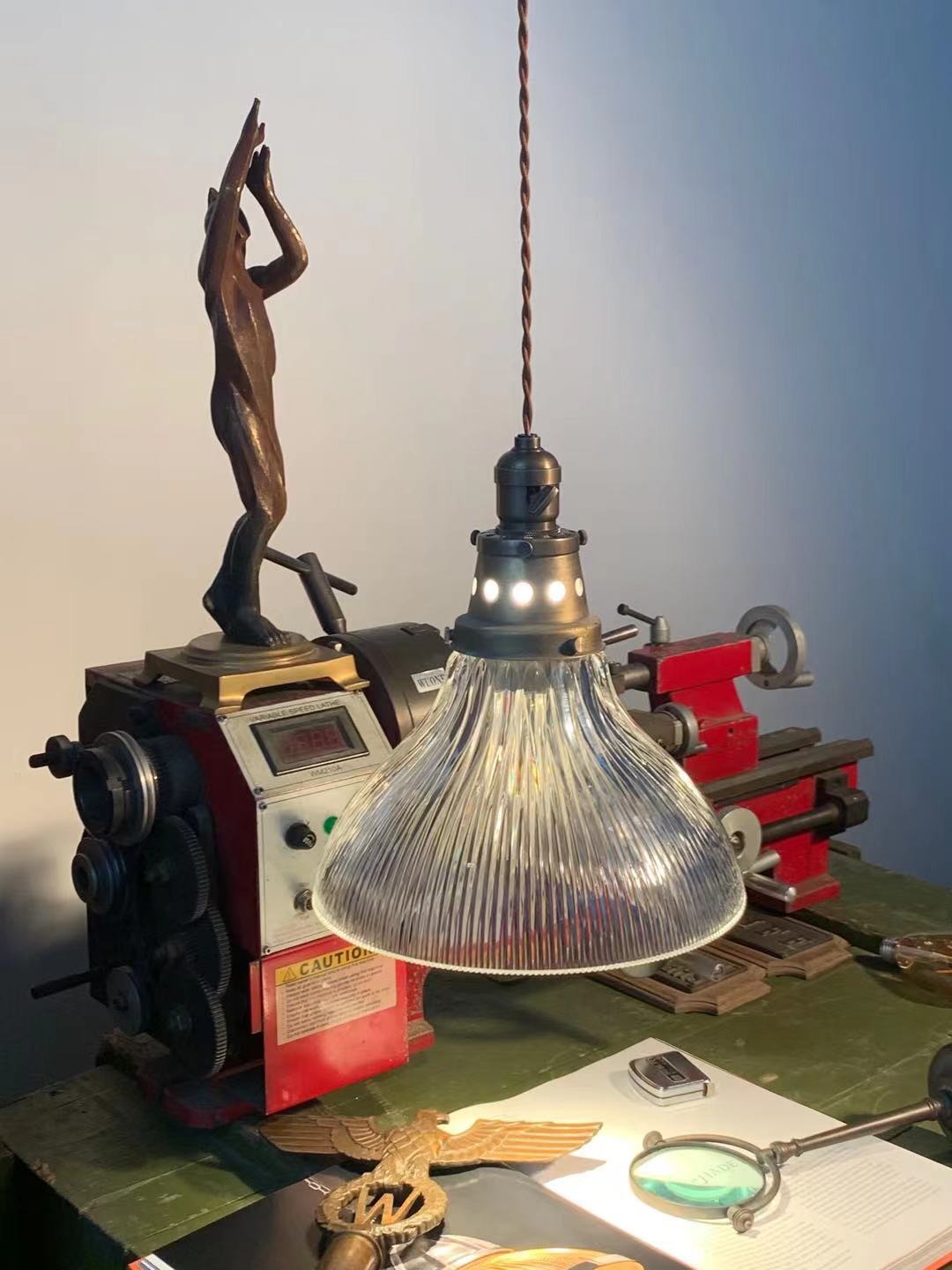 Rope Ray II - Rustic Brass and Glass Pendant Light
