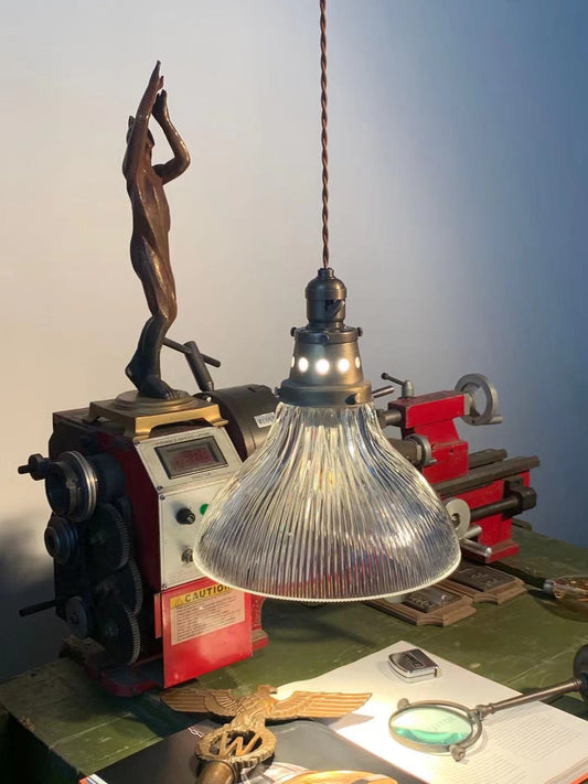 Rope Ray II - Rustic Brass and Glass Pendant Light