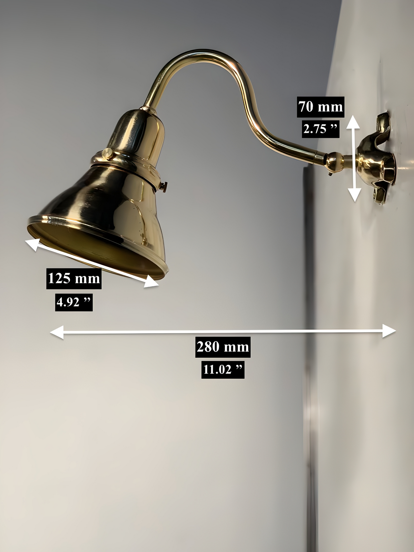 Brass Glow - Vintage Industrial Brass Arm-adjustable 5'' Shade Wall Light