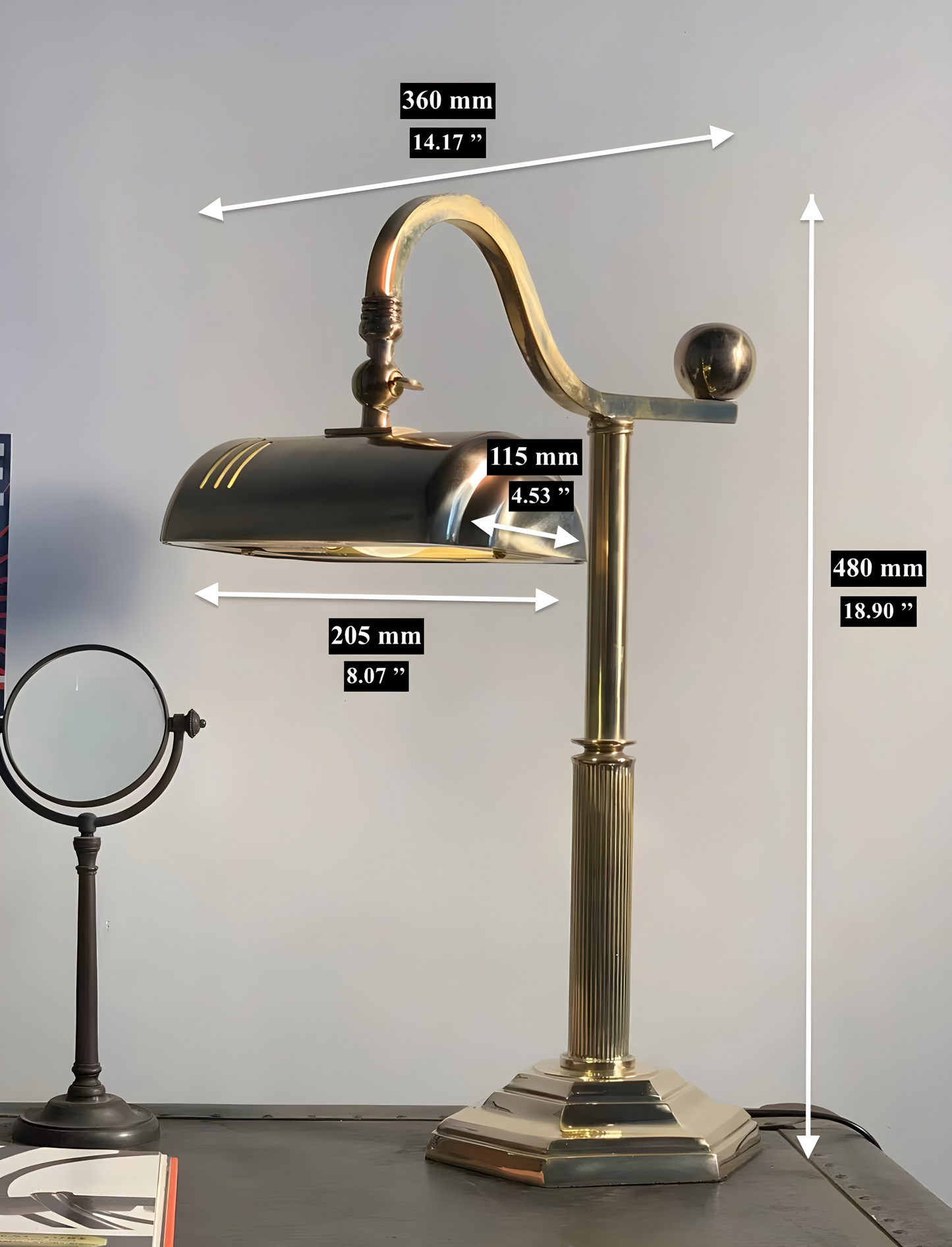 Brass Crest - Vintage Industrial Brass Table Lamp