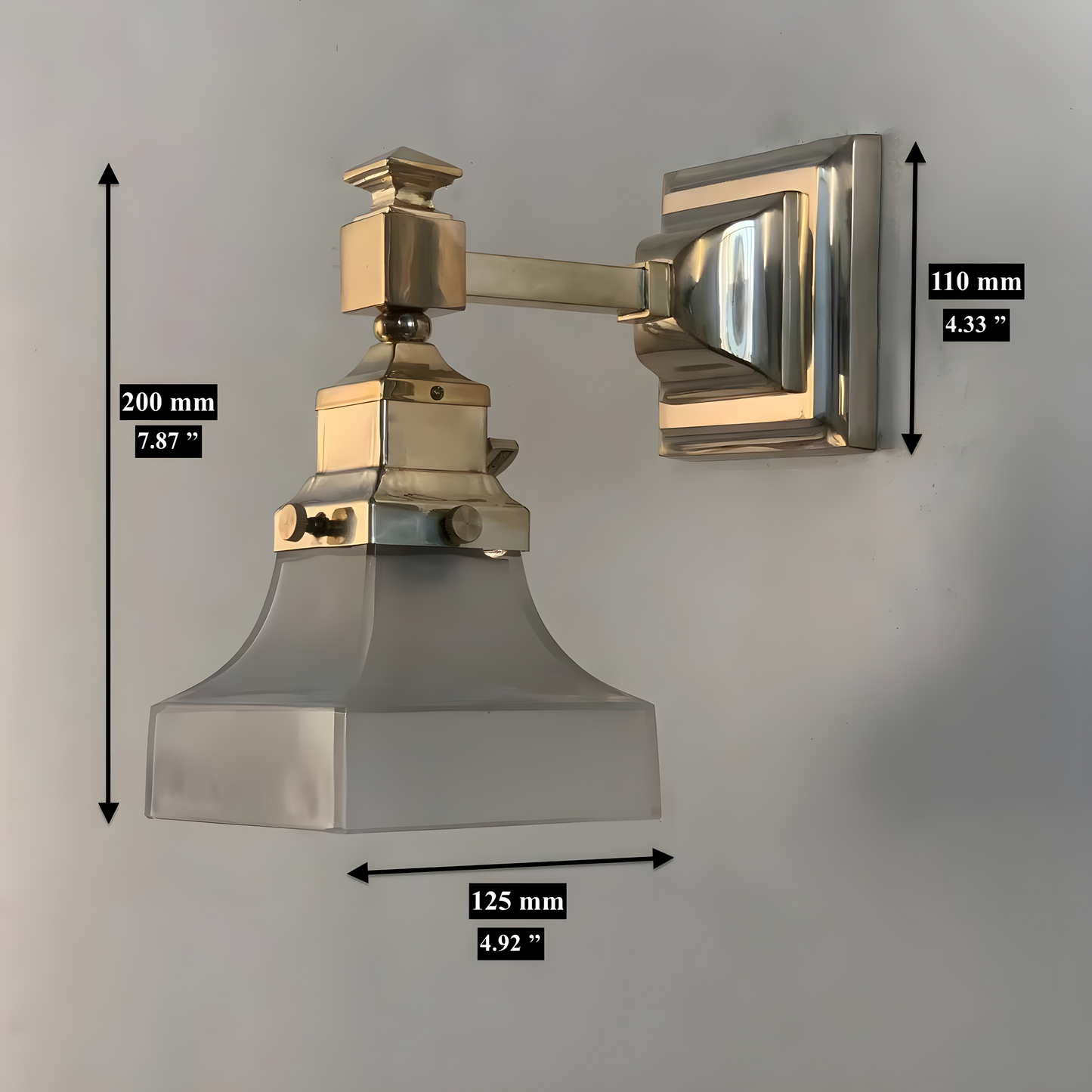 Cube Radiance - Vintage Art-deco Styled Brass and Glass 5'' Shade Wall Light