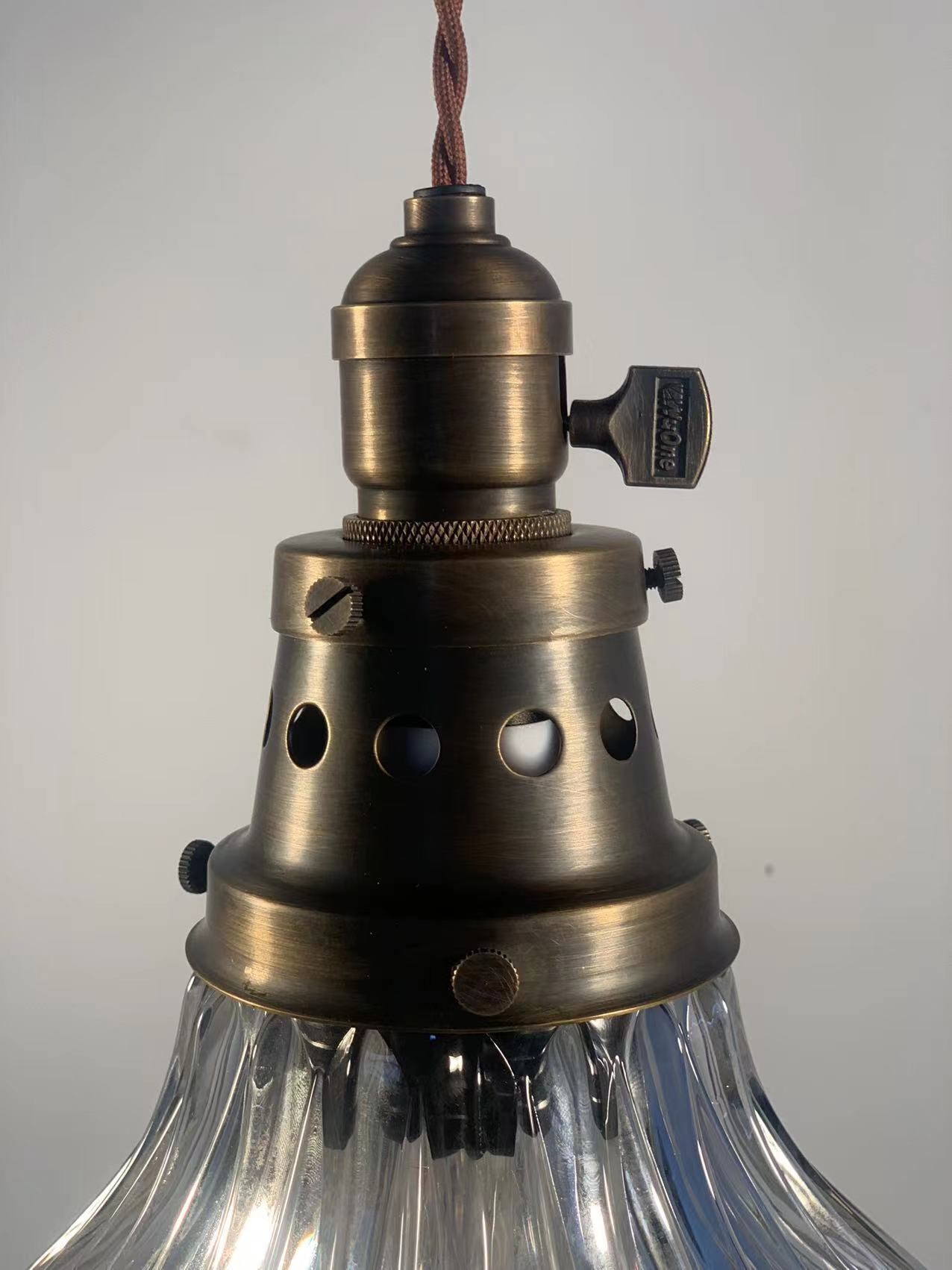 Rope Ray II - Rustic Brass and Glass Pendant Light