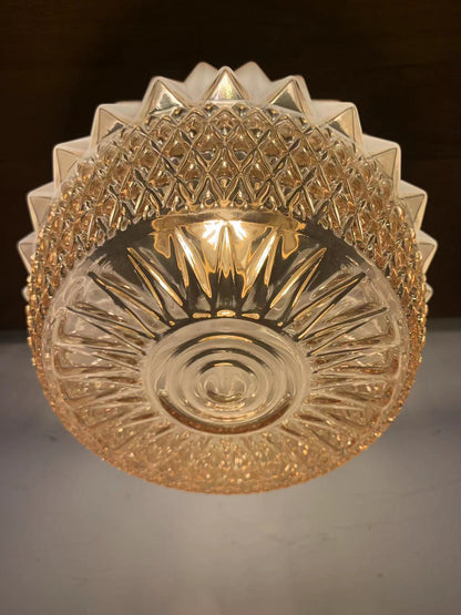 Amber Wave - Mid-Century Modern Crystal Ceiling Light with Geometric Pattern