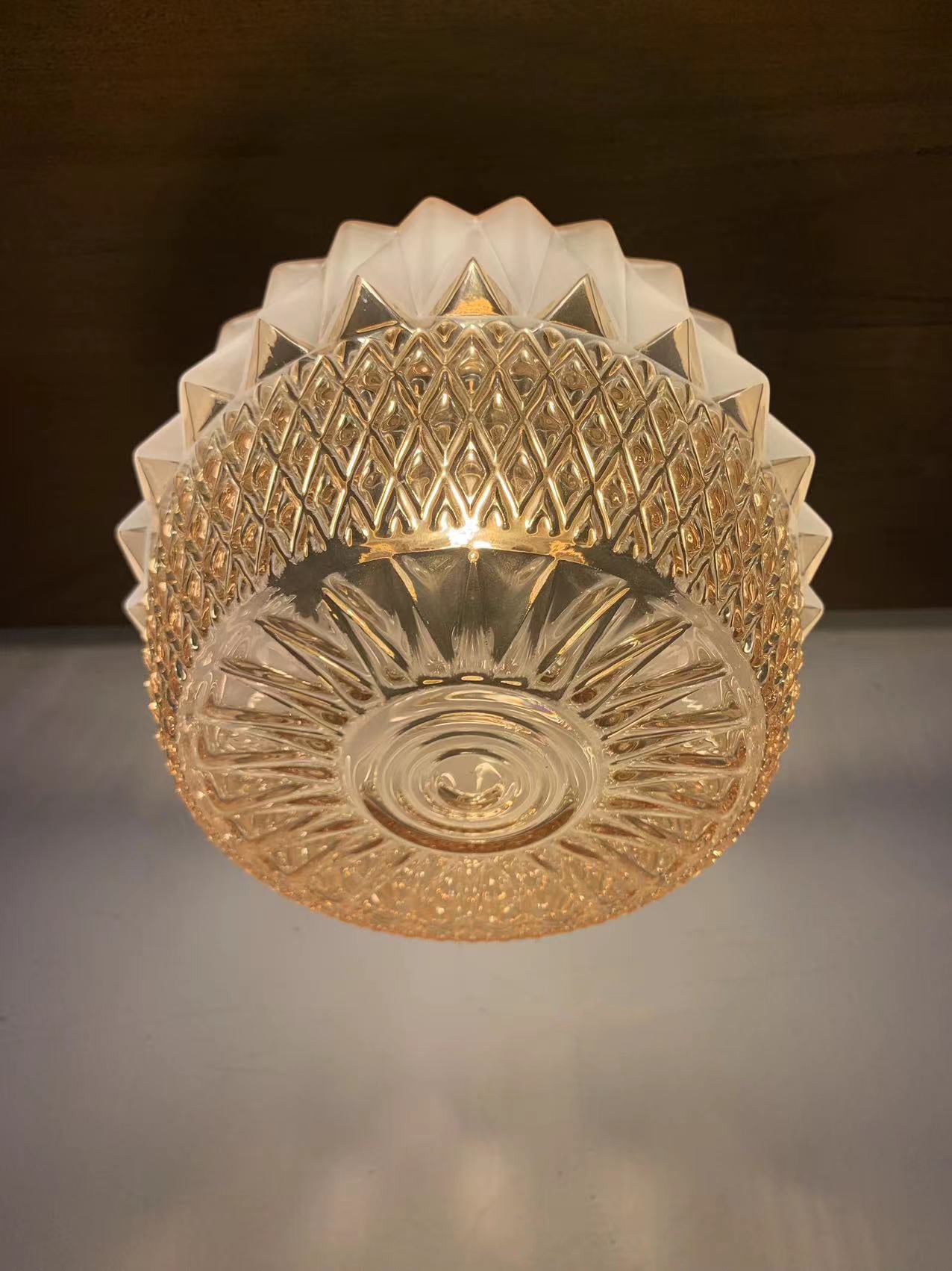 Amber Wave - Mid-Century Modern Crystal Ceiling Light with Geometric Pattern