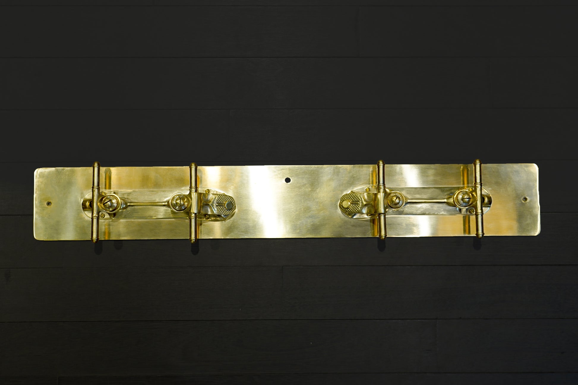 Vintage Ornate Solid Brass Coat Rack 4 Coat Hooks Wall